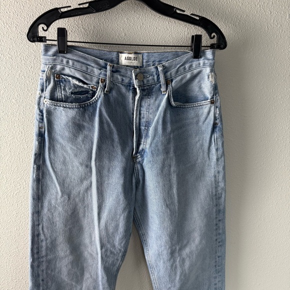 AGOLDE 90's Mid Rise Loose Fit Jeans Snapshot Denim NWT Distressed Women’s 27 - Picture 5 of 16
